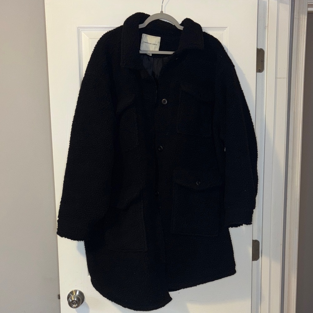 American Eagle Outfitters  Black Teddy Coat